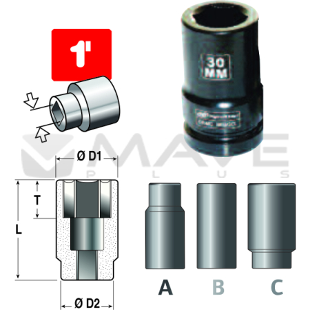 SOCKET, DEEP, 1" X 52 MM